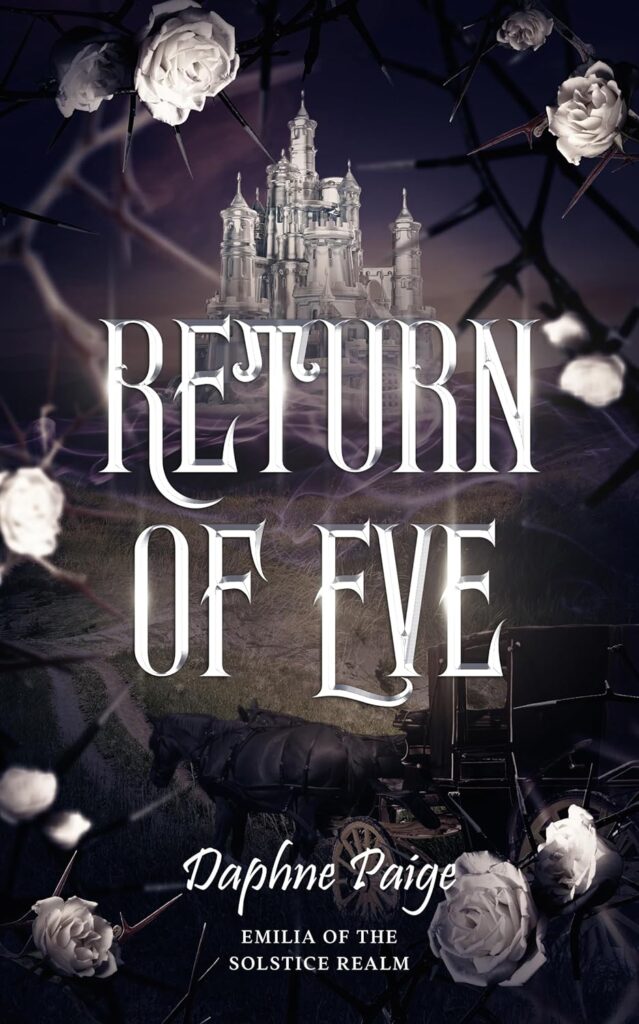 Book cover of 'Return of Eve' by Daphne Paige, featuring a gothic castle in the background,